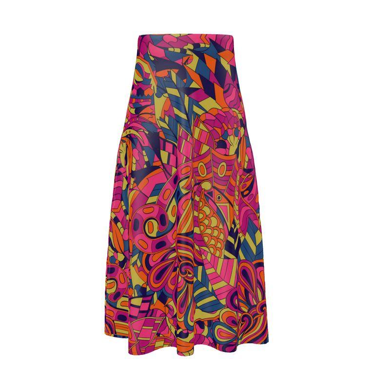 Lina Silk A-line Midi Skirt - Blissfully Brand