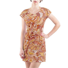 Mikani Abstract Swirl Mandala Retro Psychedelic T-Shirt Print Dress Mini Tunic Tee Plus Size - Handmade in England