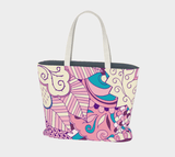 Antina Canvas Carry All Tote Bag - Pink / Cyan Abstract Psychedelic Floral Print