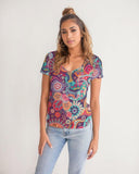 Peex Women's V-Neck Tee - Paisley Boho Floral | Blissfully Brand