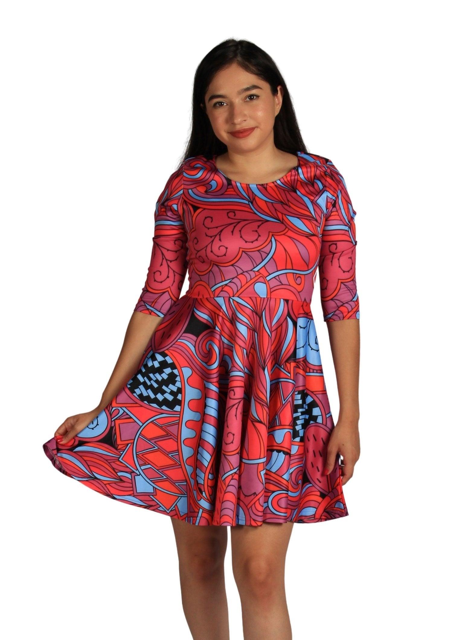 Minya Half Sleeve Skater Dress - Blissfully Brand