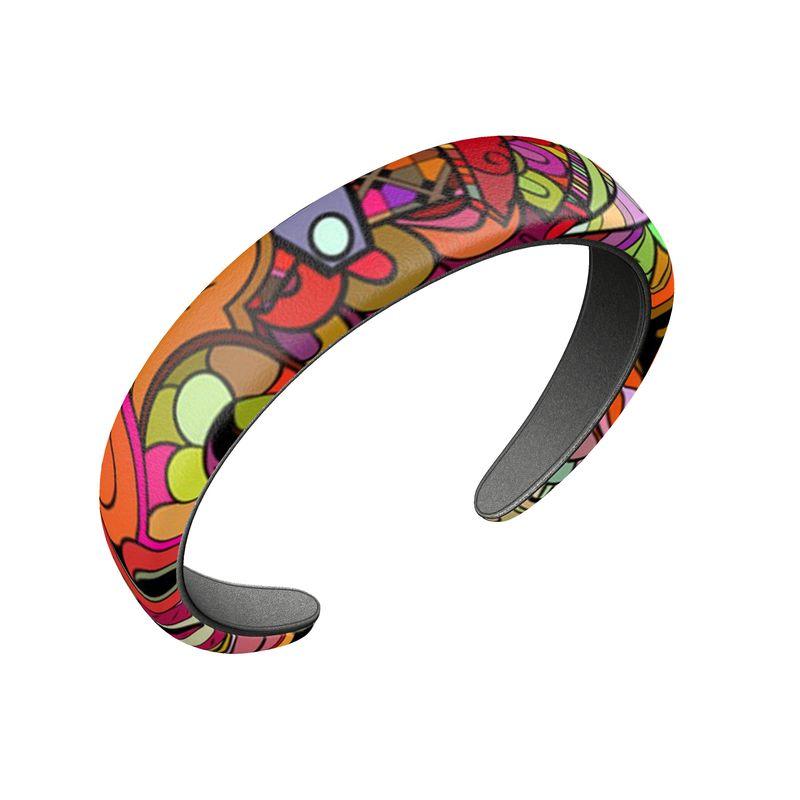 Betsu Leather Headband - Medium - Abstract Retro Multicolor  Print
