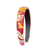 Decora Real Smooth & Textured Leather Headband - All Over Print - Abstract - Medium | Large - Orange Red