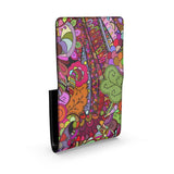 Betsu Leather Snap Fold Over Small Women's Wallet - Multicolor Abstract Paisley Print Psychedelic Retro Floral Handmade