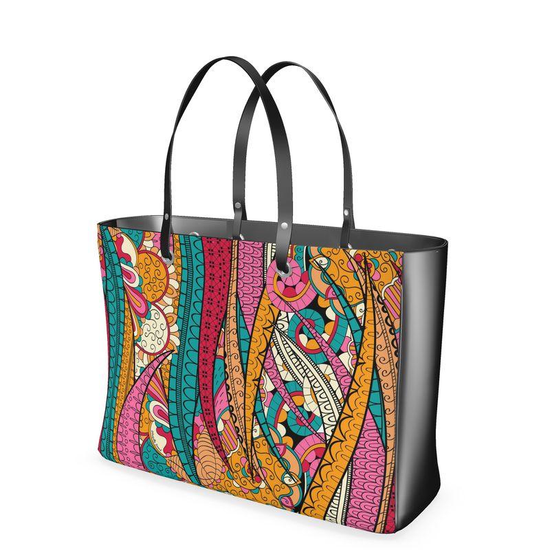 Taki Large Satin & Leather Handbag - Blissfully Brand