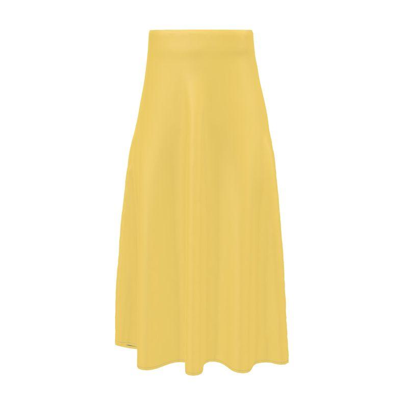 Suki Yellow Silk A-line Midi Skirt - Blissfully Brand