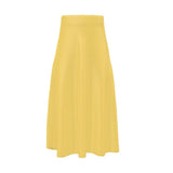 Suki Yellow Silk A-line Midi Skirt - Blissfully Brand