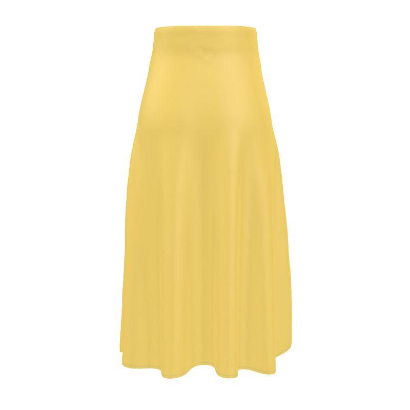 Suki Yellow Silk A-line Midi Skirt - Blissfully Brand