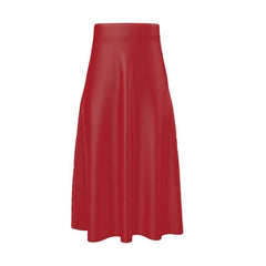 Unia Red Silk A-line Midi Skirt - Blissfully Brand