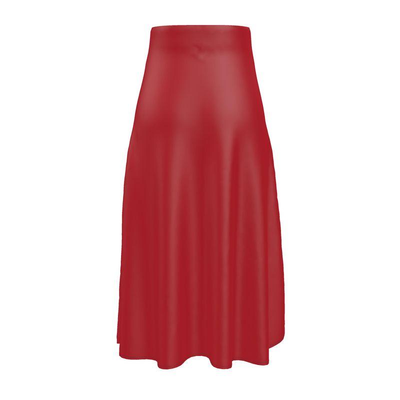 Unia Red Silk A-line Midi Skirt - Blissfully Brand