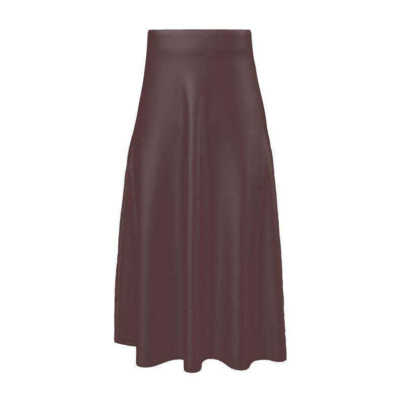 Unia Brown Silk A-line Midi Skirt - Blissfully Brand