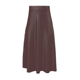 Unia Brown Silk A-line Midi Skirt - Blissfully Brand