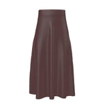 Unia Brown Silk A-line Midi Skirt - Blissfully Brand