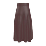 Unia Brown Silk A-line Midi Skirt - Blissfully Brand