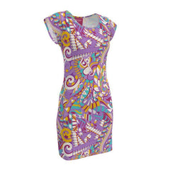 Imi Mini Tunic T-shirt Dress - Jersey & Velour - Abstract All Over Print - Bold - Vibrant - Retro - Psychedelic - Boho - Multicolor - Handmade in England - Blissfully Brand
