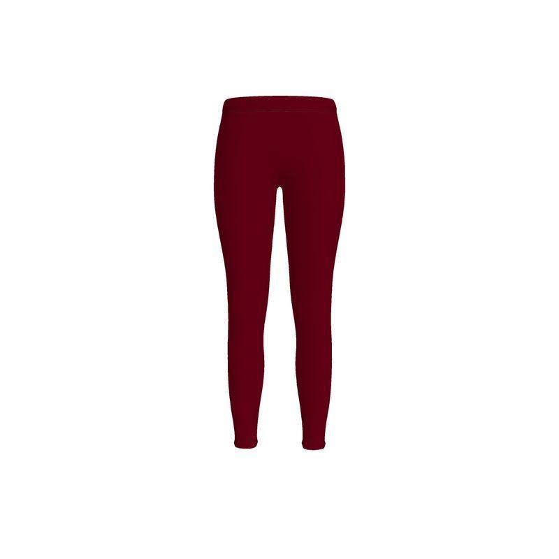 Deep Red Lycra Spandex Midrise Full Stretch Leggings - Workout Performance - Casual - Handmade in England - Plus Size