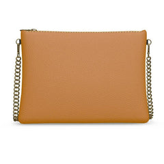 Renai Indochine Orange Sqaure Crossbody Leather Chain Essentials Bag - Flat Leather Bag - Solid Leather Color - Handmade Leather - Zipper 