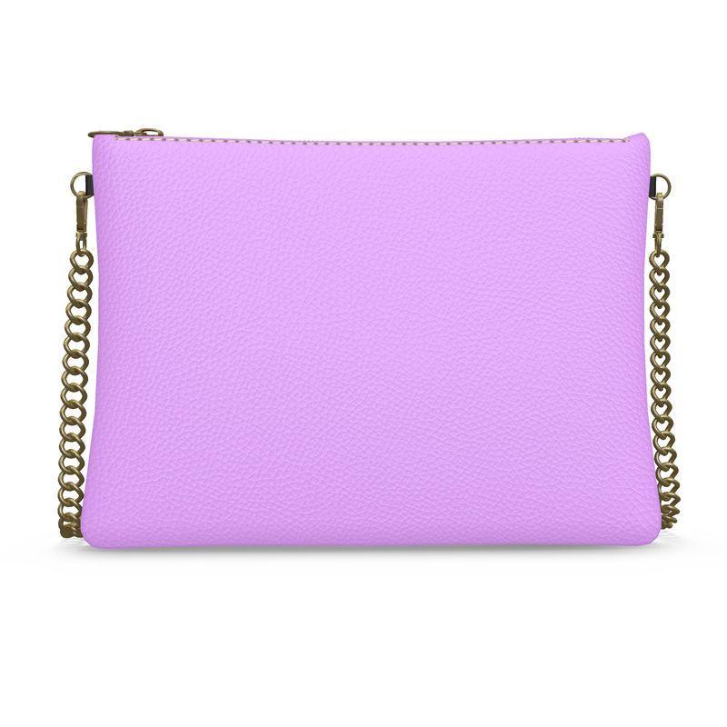 Imi Mauve Violet Crossbody Leather Chain Sqaure Bag - Purple - Textured Leather Shoulder Bag