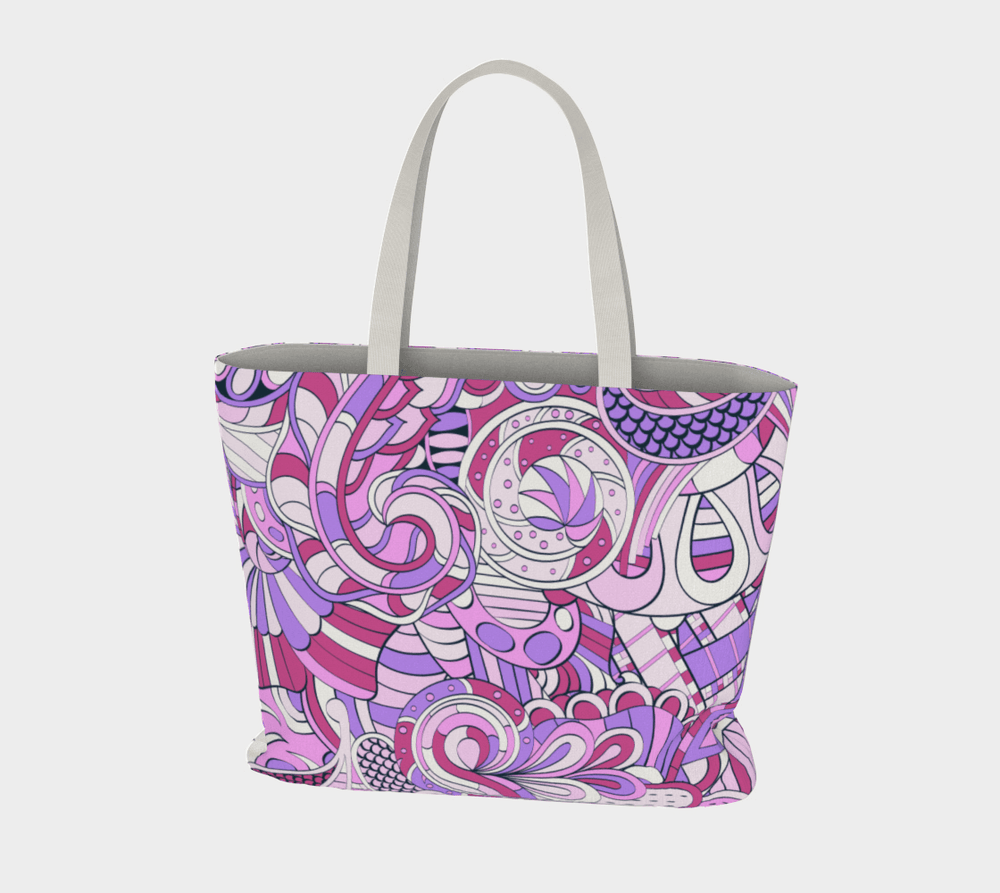 Cavai Large Market Tote - Violet Kaleidoscope Abstract Print