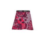 Pena Flared Mini Skater Skirt Kaleidoscopic Paisley Floral Abstract Retro Red Dark Flower Power Plus Size Handmade in England Quilted 