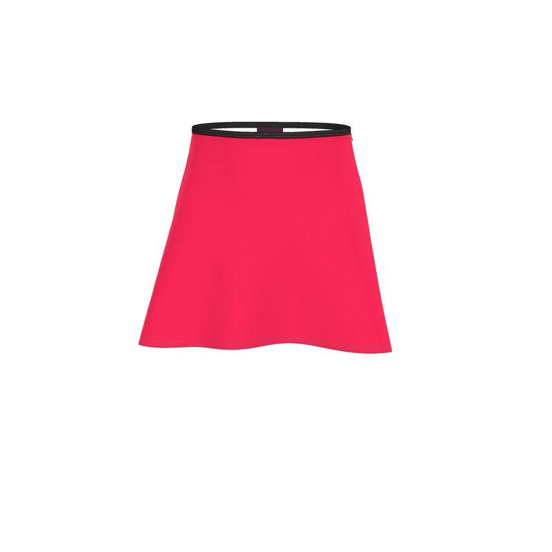 Pena Radical Red Flared Mini Skater Skirt Solid Vibrant Bold Plus Size Coordinate Handmade in England