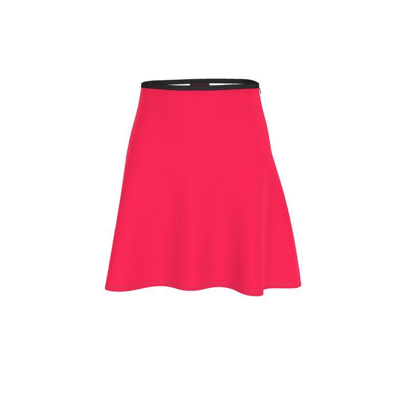 Pena Radical Bright Red Flared Knee Length Skater Skirt Solid Coordinate Vibrant Bold Plus Size Handmade in England
