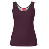 Pena Wine Berry Red Women's Jersey Tank Top - Black Trim Dark Red Coordinate Plus Size Handmade in England