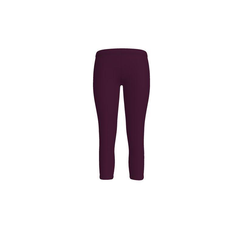 Pena Wine Berry Dark Red LYCRA Capri Mid-Rise Leggings  - Coordinates Yoga Gym Workout Plus Size Handmade in England