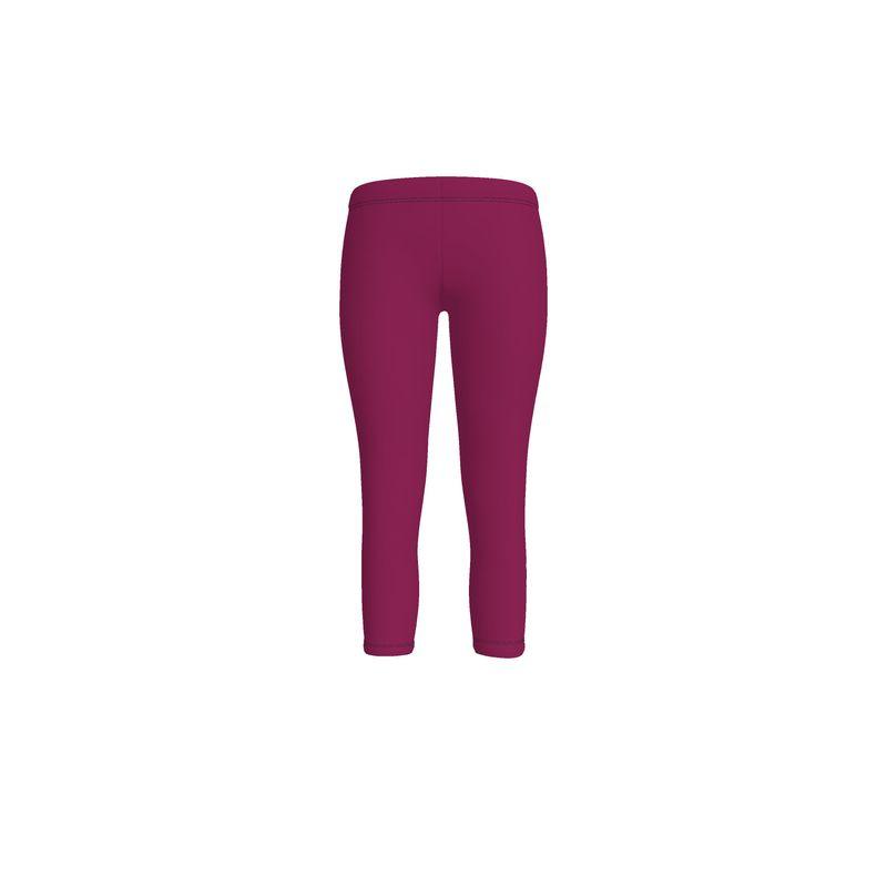 Pena Camelot Dark Red LYCRA Capri Mid-Rise Leggings Women's Spandex Gym Workout Yoga Plus Size Handmade in England