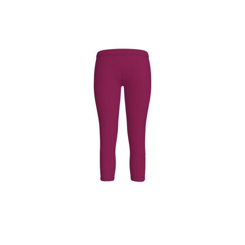 Pena Camelot Dark Red LYCRA Capri Mid-Rise Leggings Women's Spandex Gym Workout Yoga Plus Size Handmade in England