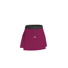 Pena Camelot Red Elastic Waist Tie Mini Skirt Dark Red Flared Solid Coordinate Plus Size Handmade in England Crepe Muslin