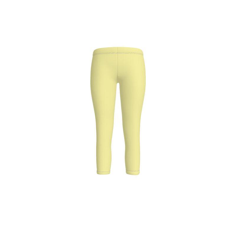 Sechia Light Yellow LYCRA Capri Mid-Rise Leggings - Spandex Solid Coordinate Workout Gym Casual Activewear Womens