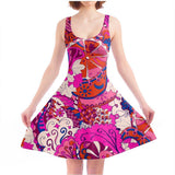 Sameria Mini Skater Dress - Pink Abstract Floral | Blissfully Brand