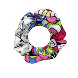 Sechia Scrunchie 3 pack - Silk & Velour Vibrant Boho Paisley Floral Retro Psychedelic Colorful