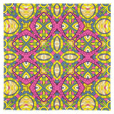 Suki X Square Scarf - Abstract Kaleidoscope Pink Green Print Diamond Retro Bold Vibrant Shapes Coordinate Handmade Real Silk Muslin Chiffon Cotton