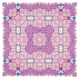 Antina X Square Scarf - Abstract Kaleidoscope Pink Purple Print Scales Blue Sinuous Lines Muslin Cotton Real Silk Handmade Baby Hem Retro