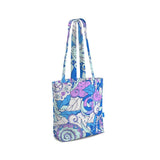 Imi Everyday Large Cotton Tote - Blue & Violet Wild Paisley Floral Psychedelic Retro Vibrant Bold Swirls Tangle Abstract Shopper Bag Handmade Bespoke Zen