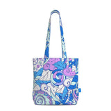 Imi Everyday Large Cotton Tote - Blue & Violet Wild Paisley Floral Psychedelic Retro Vibrant Bold Swirls Tangle Abstract Shopper Bag Handmade Bespoke Zen 