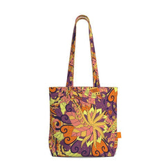 Aki Everyday Large Cotton Tote - Abstract Psychedelic Paisley Print Yellow Orange Brown Wild Bold Vibrant 70's Swirls Floral Sinuous Lines Tangle Shopper Bag Handmade Bespoke 