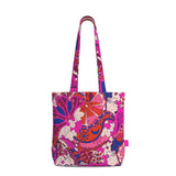 Sameria Everyday Large Cotton Tote - Red Pink Psychedelic Paisley Blue Swirls Retro Flower Power Vibrant Tangle Floral Zen Funky Handmade Shoulder Bag
