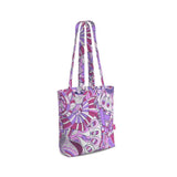 Cavai Everyday Large Cotton Tote - Violet & Pink Kaleidoscope Print Tangle Retro Abstract Psychedelic Swirls Funky Bold Tangle Vibrant Zen Handmade Ba