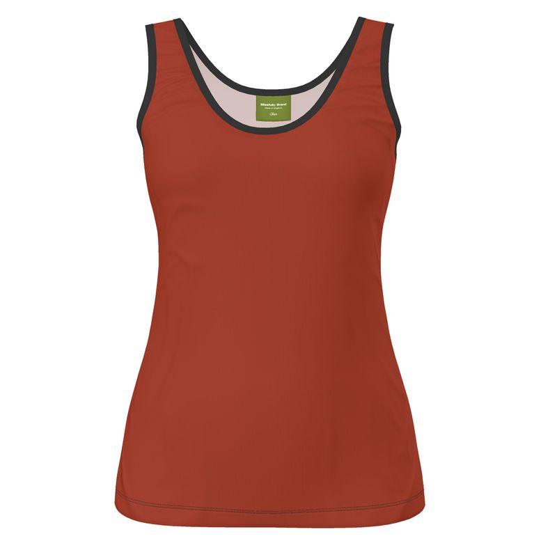 Ebisa Solid Tank Top - Red Brown - Jersey Spandex Silky - Handmade in England - Women's Activewear Coordinates