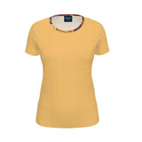 Ebisa Yellow Orange Crew Neck Tee - Cotton & Poly Spandex - Slim Fit - Regular Fit Women's Coordinate Handmade Plus Size 