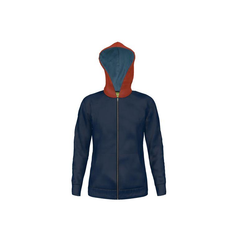 Ebisa Blue & Orange Hoodie Zip Jacket - Blissfully Brand