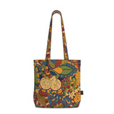 Ebisa Everyday Large Cotton Tote Bag - Wild Paisley Floral Retro Yellow Brown Red Green Funky Handmade Market Carry All Psychedelic Swirls Scales