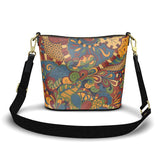 Ebisa Larger Leather Bucket Tote - Psychedelic Paisley Floral  Handmade in England Textured Multicolor