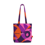 Flight 239 Large Cotton Tote - Geometric Print Airline Series Pink Violet Orange Abstract Carry All Bag Handmade England Psychedelic 70's pop art