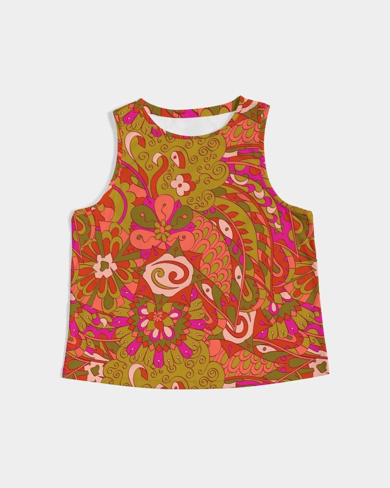 Mina Cropped Tank Top - Flower Power Psychedelic Print