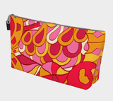 Decora Cosmetic Bag | Pink Red Abstract Psychedelic Paisley Print - Retro Boho Print - Swirls Vibrant Bold Red Pink