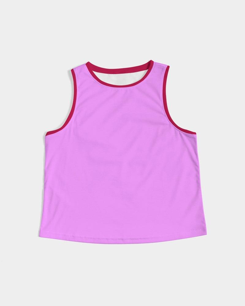 Seki Pink Cropped Tank - Solid with Red Trimming